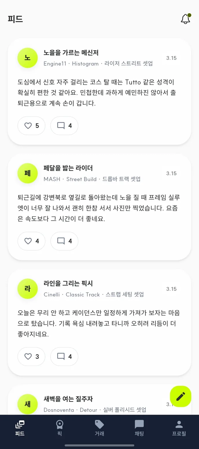 FXR community feed screen